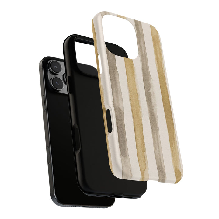 Tough Cute Brown Beige Stripes Phone Case, for IPhone 17 Pro Max | Iphone 17 Air, Iphone 16, IPhone 15, 14 13 12, Samsung Galaxy S26, S25, S24, S23 - Studio40ParkLane