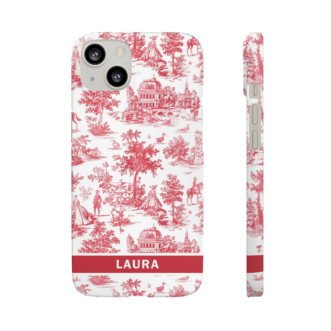 Snap French Toile Personalized Initial Custom Gift for Her Cute Phone Cases for Samsung S24, S23, S22, S21, S20, Plus and Ultra and Iphone, 16, 15, 14, 13, 12, 11. 10 - Studio40ParkLane