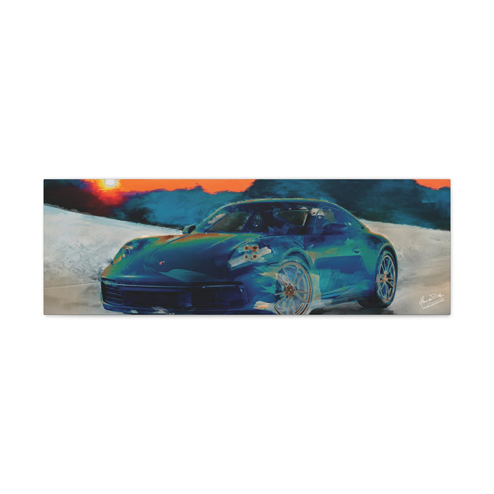 Porsche Wall Art on Canvas Print Gallery Wrapped - Gorgeous Porsche 911 Carrera Wall Art - Set in the mountains with a Sunset - Home Decor - Studio40ParkLane