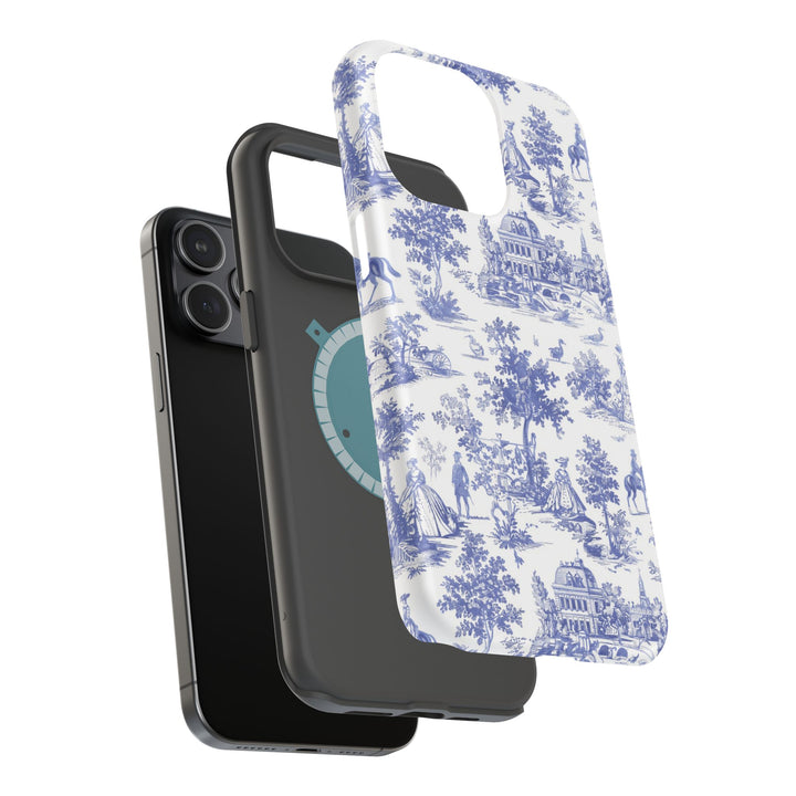 Blue Toile Magnetic Impact-Resistant Cute Phone Case for Iphone 16, iPhone 15 Pro Max Plus 14, 13, 12, 11 Gift for her - Studio40ParkLane