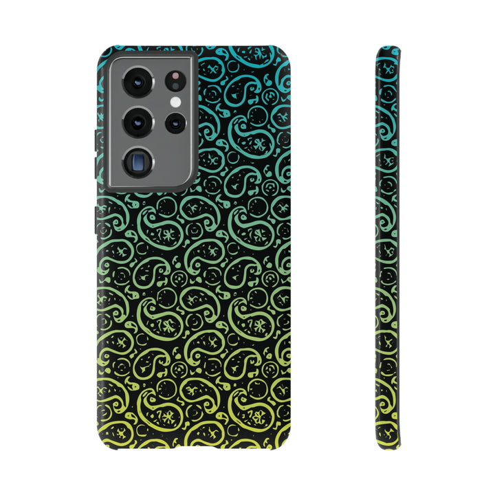 Cute Samsung Phone Case | Aesthetic Samsung Phone Case | Paisley Blue Yellow Black | Galaxy S23, S22, S21, S20 | Luxury Double Layer | Cool - Studio40ParkLane