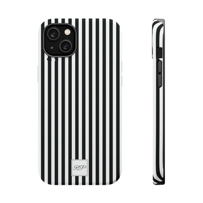 Custom Personalized Black White Striped Magsafe Phone Case for Iphone 17 - | iPhone 16 Pro Max Case | iPhone 15 Case Iphone 14 13 12 11 10 - Studio40ParkLane