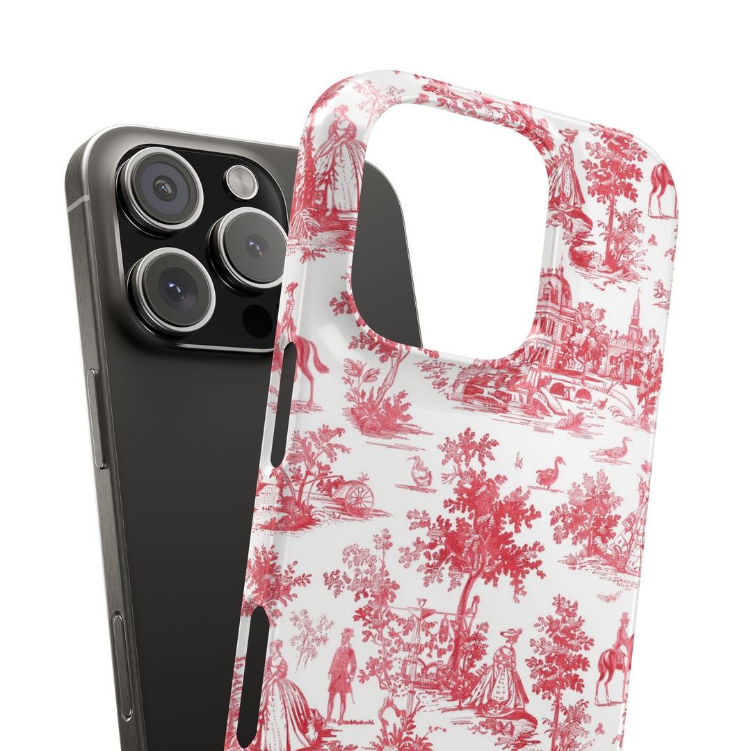 Snap French Toile Personalized Initial Custom Gift for Her Cute Phone Cases for Samsung S24, S23, S22, S21, S20, Plus and Ultra and Iphone, 16, 15, 14, 13, 12, 11. 10 - Studio40ParkLane