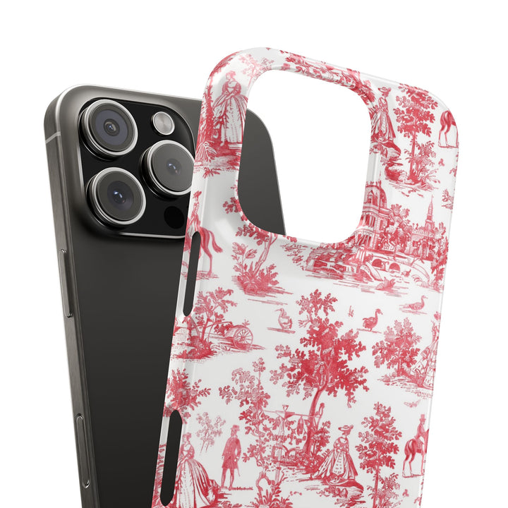Snap French Toile Personalized Initial Custom Gift for Her Cute Phone Cases for Samsung S24, S23, S22, S21, S20, Plus and Ultra and Iphone, 16, 15, 14, 13, 12, 11. 10 - Studio40ParkLane