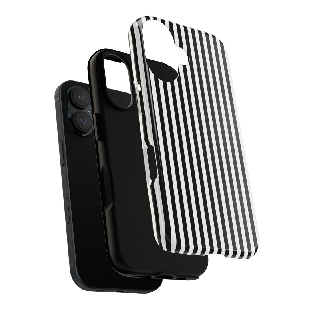 Tough Premium Black White Stripes Phone Case Gift for Her - For Apple iPhone 16 Pro Max 16e iPhone 15 Pro iPhone Iphone 14 Plus 13 Pro 12 SE XR - Studio40ParkLane