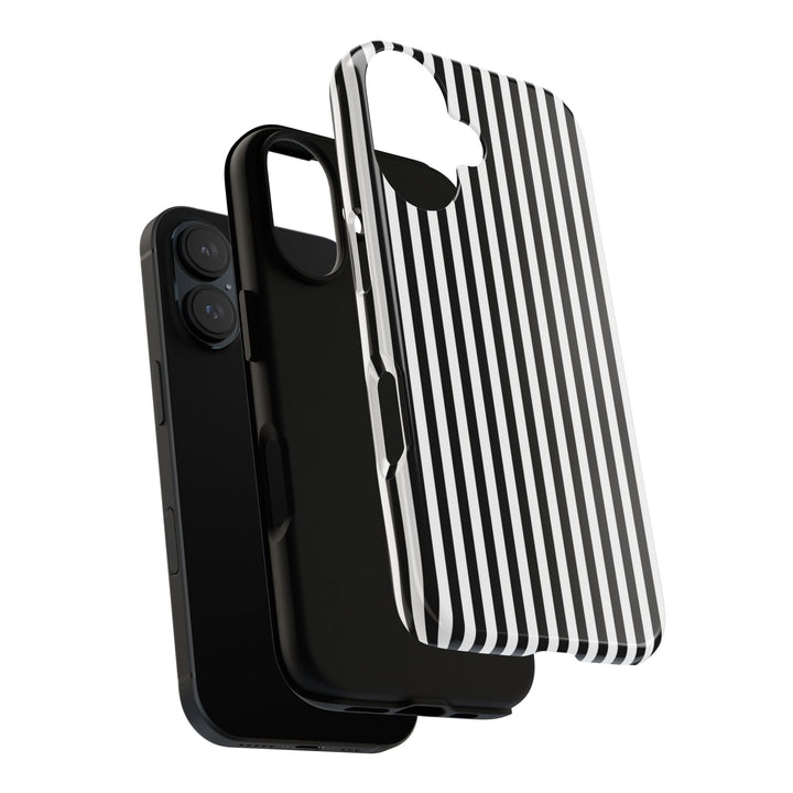 Tough Premium Black White Stripes Phone Case Gift for Her - For Apple iPhone 16 Pro Max 16e iPhone 15 Pro iPhone Iphone 14 Plus 13 Pro 12 SE XR - Studio40ParkLane