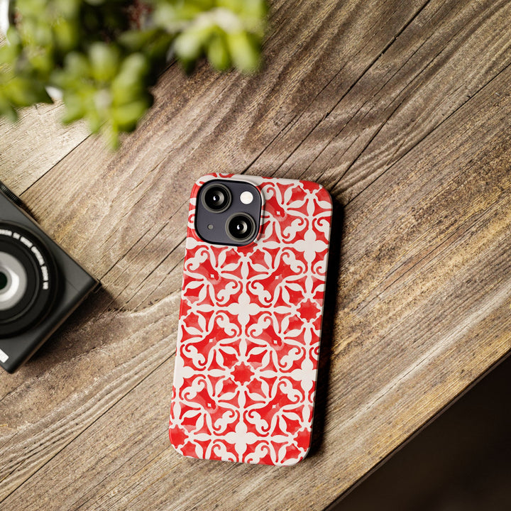 Slim Red Mosaic Gift for Her Cute Phone Cases for Iphone 16 Case | iPhone 15 Case | iPhone 15 Pro Max Case, Iphone 14, Iphone 14 Pro Max, Iphone 13, 12, 11, 10, 8,7 - Studio40ParkLane