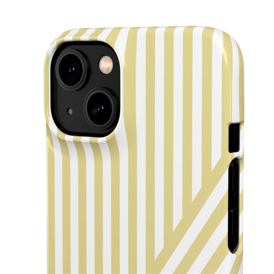 Aesthetic Yellow Beige Stripes Cute Phone Case Sleek Snap - For iPhone 17 Pro Max iPhone 16 Pro iPhone 15 Iphone 14 Plus 13 Pro 12 11 10 Gift