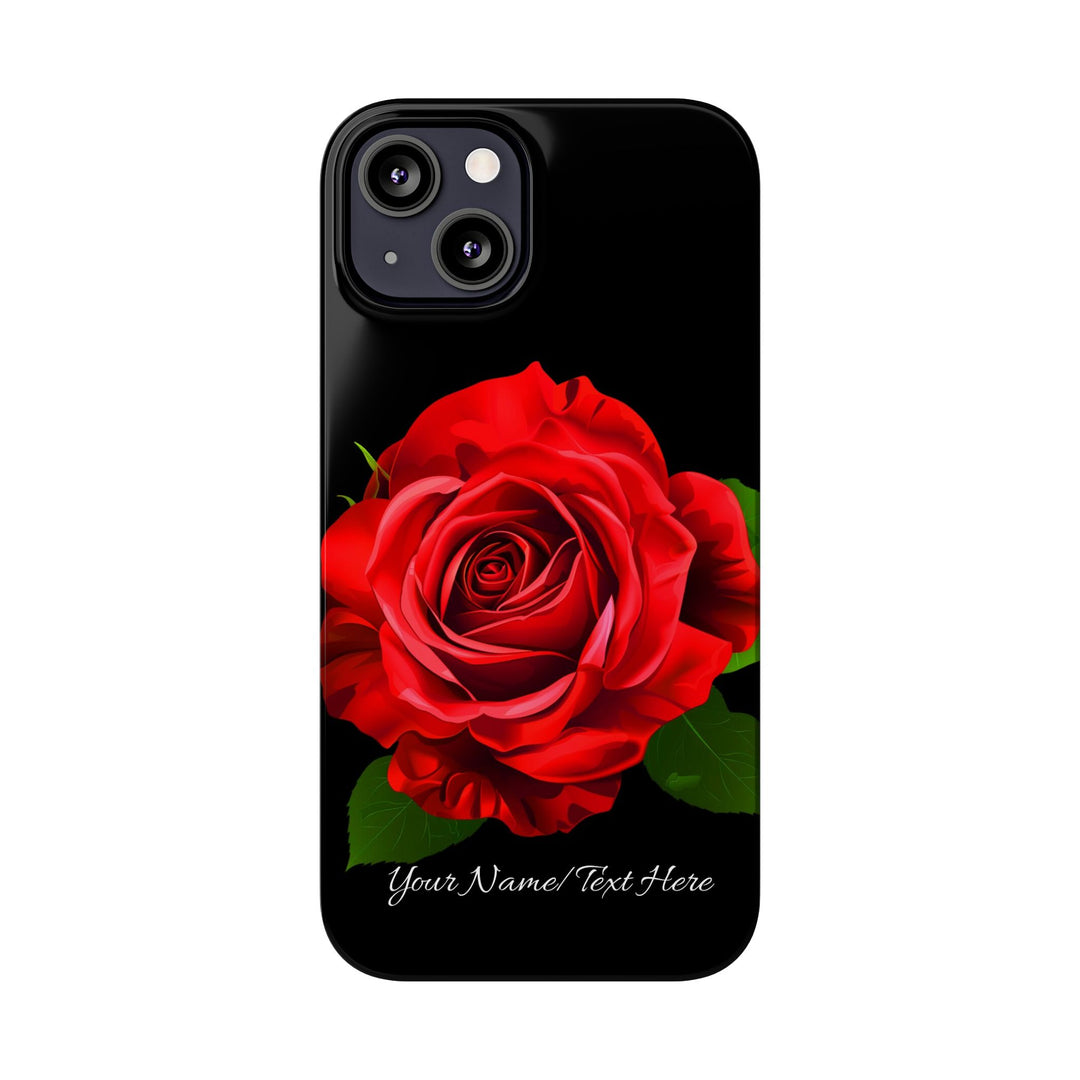 Slim Custom Personalized Red Rose Flowers Gift for Her Cute Phone Cases for Iphone 16 Pro Max | iPhone 15 Case | iPhone 15 Pro Max Case, Iphone 14, Iphone 14 Pro Max, Iphone 13 12 11 8 7 - Studio40ParkLane