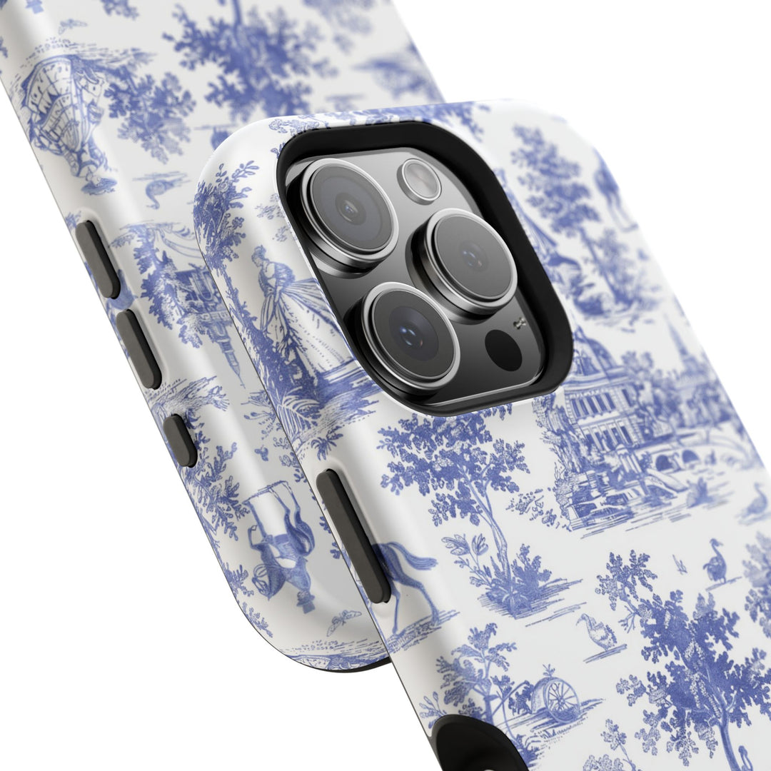 Blue Toile Magnetic Impact-Resistant Cute Phone Case for Iphone 16, iPhone 15 Pro Max Plus 14, 13, 12, 11 Gift for her - Studio40ParkLane