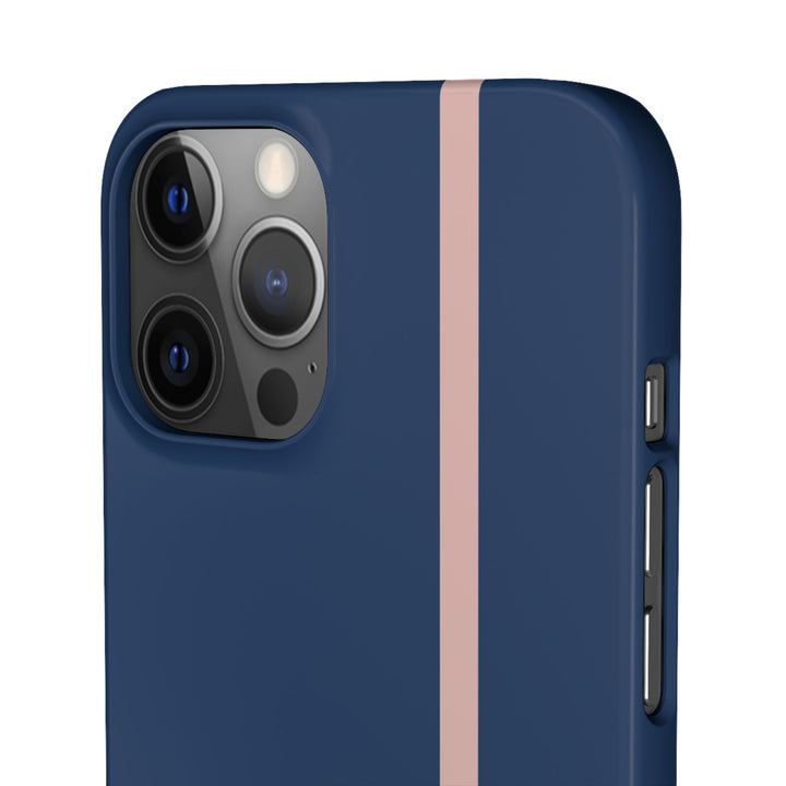 Sleek Navy Blue Pink Stripe Snap Phone Case for iPhone 18 17 16 15 14 13 Pro Max, Samsung Galaxy S26 S25 Ultra Lightweight Cute Phone Case - Studio40ParkLane