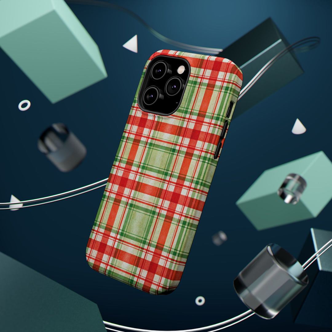 Aesthetic Tough Magsafe Red Green Checkered Phone Case - For iPhone 17 Pro Max iPhone 16 Pro iPhone 15 Iphone 14 Plus 13 Pro 12 11 10 - Studio40ParkLane