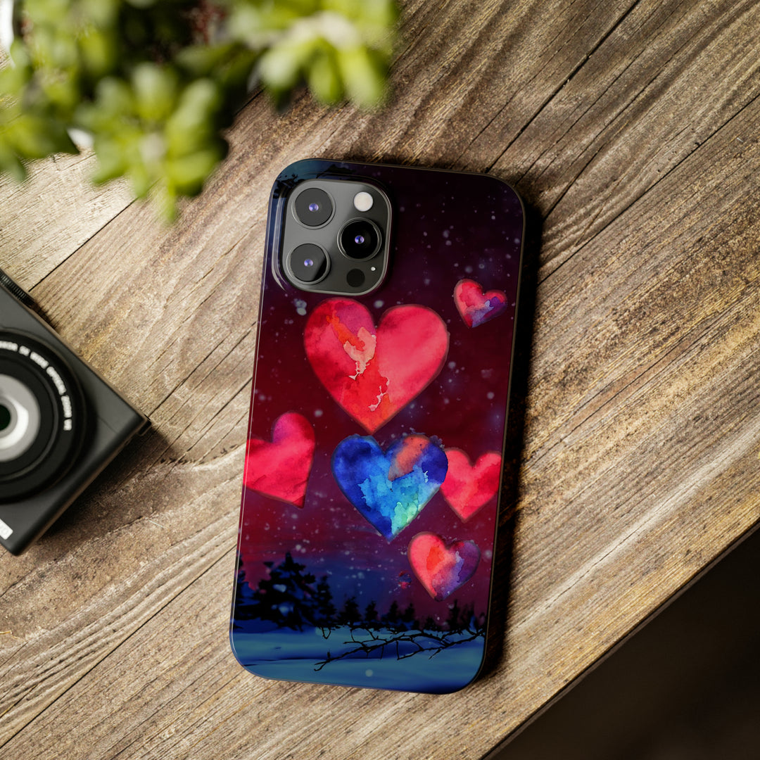 Slim Cute Phone Cases for Iphones - | iPhone 15 Case | iPhone 15 Pro Max Case, Iphone 14 Case, Iphone 14 Pro Max, Iphone 13, Night Sky Hearts Love - Studio40ParkLane
