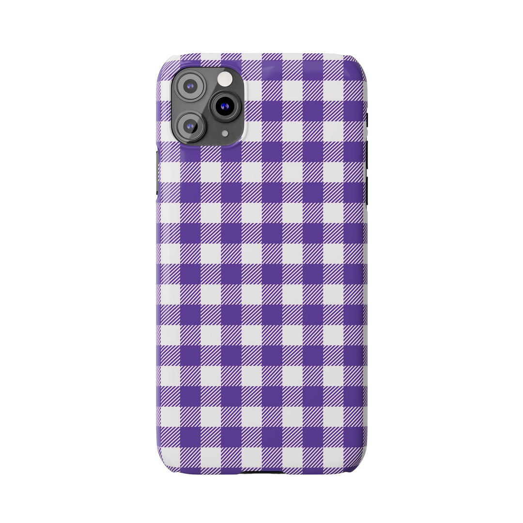Slim Purple Gingham Gift for Her Cute Phone Cases for Iphone 16 Pro Max | iPhone 15 Case | iPhone 15 Pro Max Case, Iphone 14, 13, 12, 11, 10, 8, 7 - Studio40ParkLane