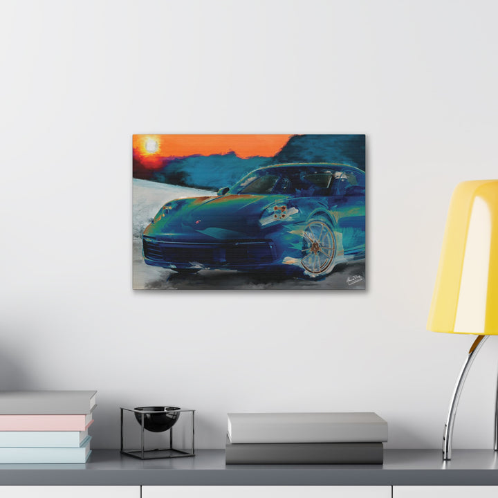Porsche Wall Art on Canvas Print Gallery Wrapped - Gorgeous Porsche 911 Carrera Wall Art - Set in the mountains with a Sunset - Home Decor - Studio40ParkLane