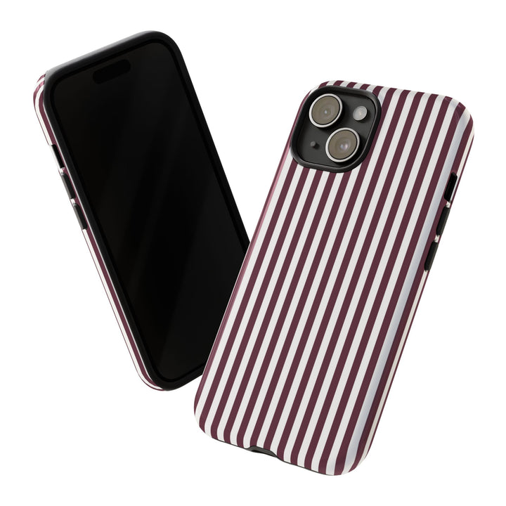 Tough Premium Burgundy Stripes Phone Case Gift for Her - For Apple iPhone 16 Pro Max 16e iPhone 15 Pro iPhone Iphone 14 Plus 13 Pro 12 SE XR - Studio40ParkLane