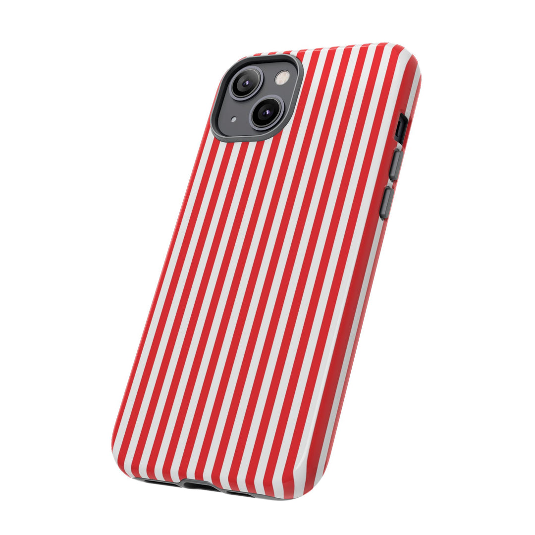 Tough Premium Poppy Red Stripes Phone Case Gift for Her - For Apple iPhone 16 Pro Max 16e iPhone 15 Pro iPhone Iphone 14 Plus 13 Pro 12 SE XR - Studio40ParkLane