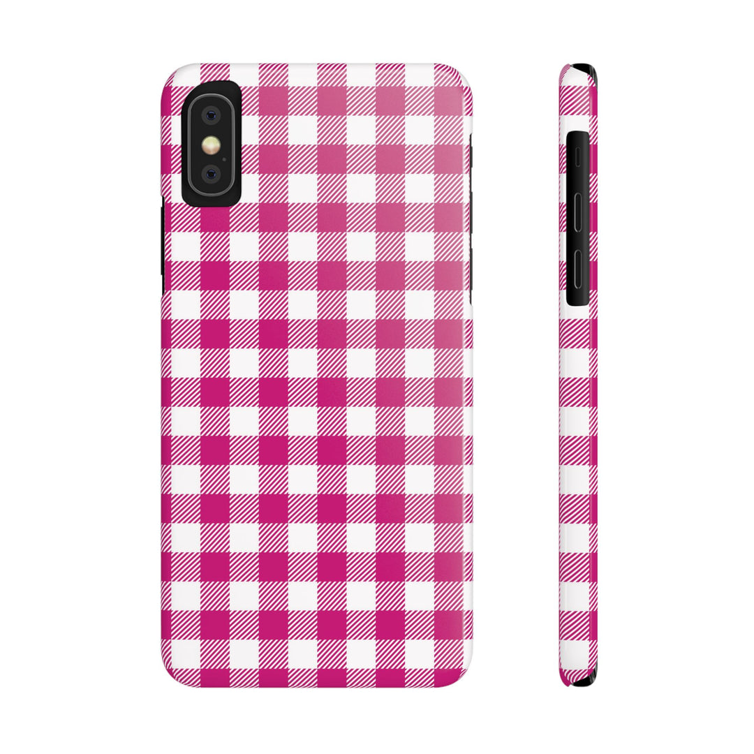 Slim Pink Gingham Gift for Her Cute Phone Cases for Iphone 16 Pro Max | iPhone 15 Case | iPhone 15 Pro Max Case, Iphone 14, 13, 12, 11, 10, 8, 7 - Studio40ParkLane