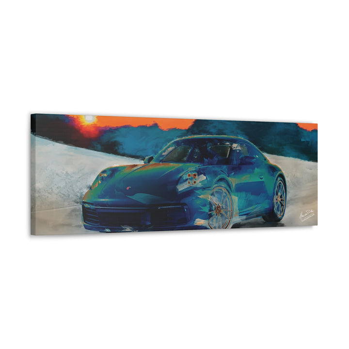 Porsche Wall Art on Canvas Print Gallery Wrapped - Gorgeous Porsche 911 Carrera Wall Art - Set in the mountains with a Sunset - Home Decor - Studio40ParkLane