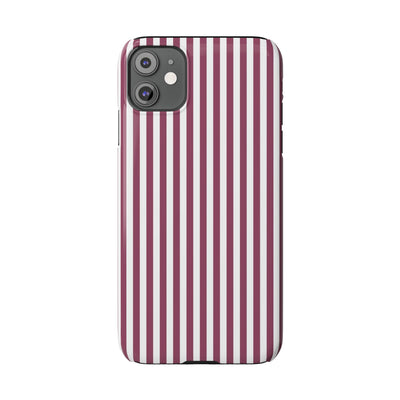 Slim Claret Red Striped Cute Phone Case for Iphone 16 - | iPhone 15 Pro Max Case | iPhone 14 Case Iphone 13 12 11 10 9 8 7 XS X Gift for Her - Studio40ParkLane