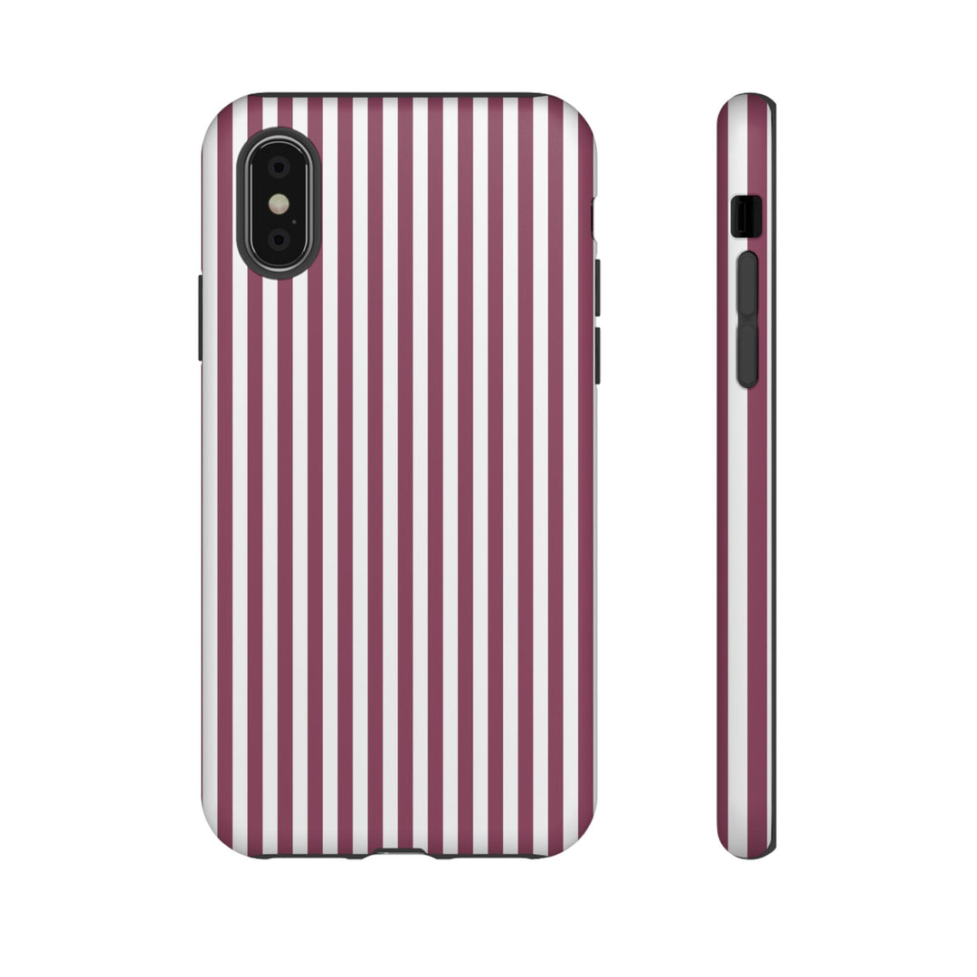 Tough Premium Old Claret Stripes Phone Case Gift for Her - For Apple iPhone 16 Pro Max 16e iPhone 15 Pro iPhone Iphone 14 Plus 13 Pro 12 SE XR - Studio40ParkLane