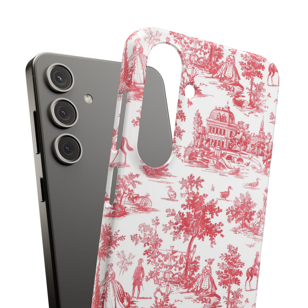Snap French Toile Personalized Initial Custom Gift for Her Cute Phone Cases for Samsung S24, S23, S22, S21, S20, Plus and Ultra and Iphone, 16, 15, 14, 13, 12, 11. 10 - Studio40ParkLane