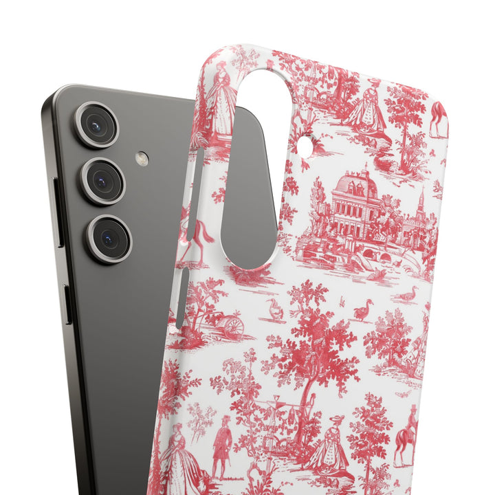 Snap French Toile Personalized Initial Custom Gift for Her Cute Phone Cases for Samsung S24, S23, S22, S21, S20, Plus and Ultra and Iphone, 16, 15, 14, 13, 12, 11. 10 - Studio40ParkLane