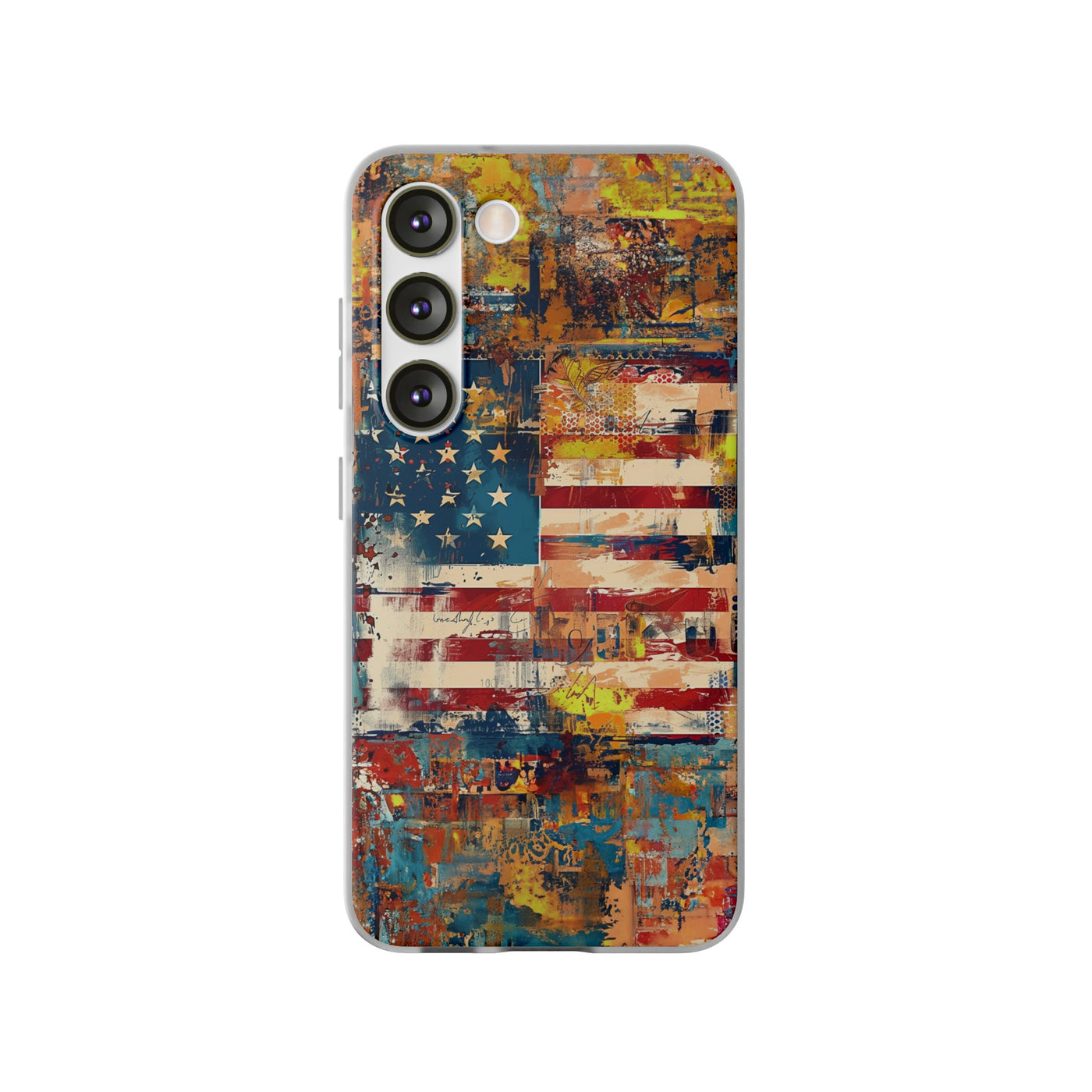 Cute Flexi Phone Cases, US Flag Abstract, Compatible with Samsung Galaxy S23, Samsung S22, Samsung S21, Samsung S20, Galaxy S20 Ultra