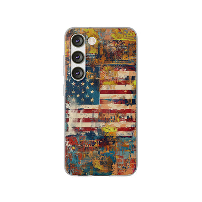 Cute Flexi Phone Cases, US Flag Abstract, Compatible with Samsung Galaxy S23, Samsung S22, Samsung S21, Samsung S20, Galaxy S20 Ultra