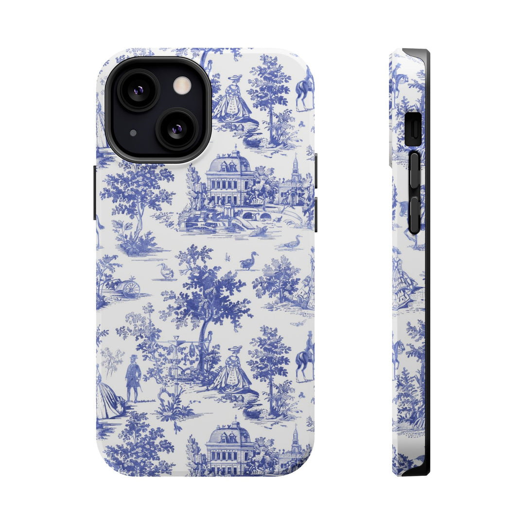 Blue Toile Magnetic Impact-Resistant Cute Phone Case for Iphone 16, iPhone 15 Pro Max Plus 14, 13, 12, 11 Gift for her - Studio40ParkLane