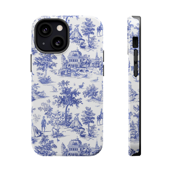 Blue Toile Magnetic Impact-Resistant Cute Phone Case for Iphone 16, iPhone 15 Pro Max Plus 14, 13, 12, 11 Gift for her - Studio40ParkLane