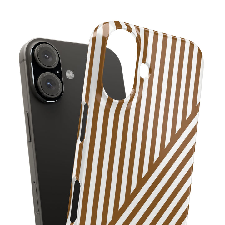 Aesthetic Mocha Brown Stripes Cute Phone Case Sleek Snap - For iPhone 17 Pro Max iPhone 16 Pro iPhone 15 Iphone 14 Plus 13 Pro 12 11 10 Gift - Studio40ParkLane