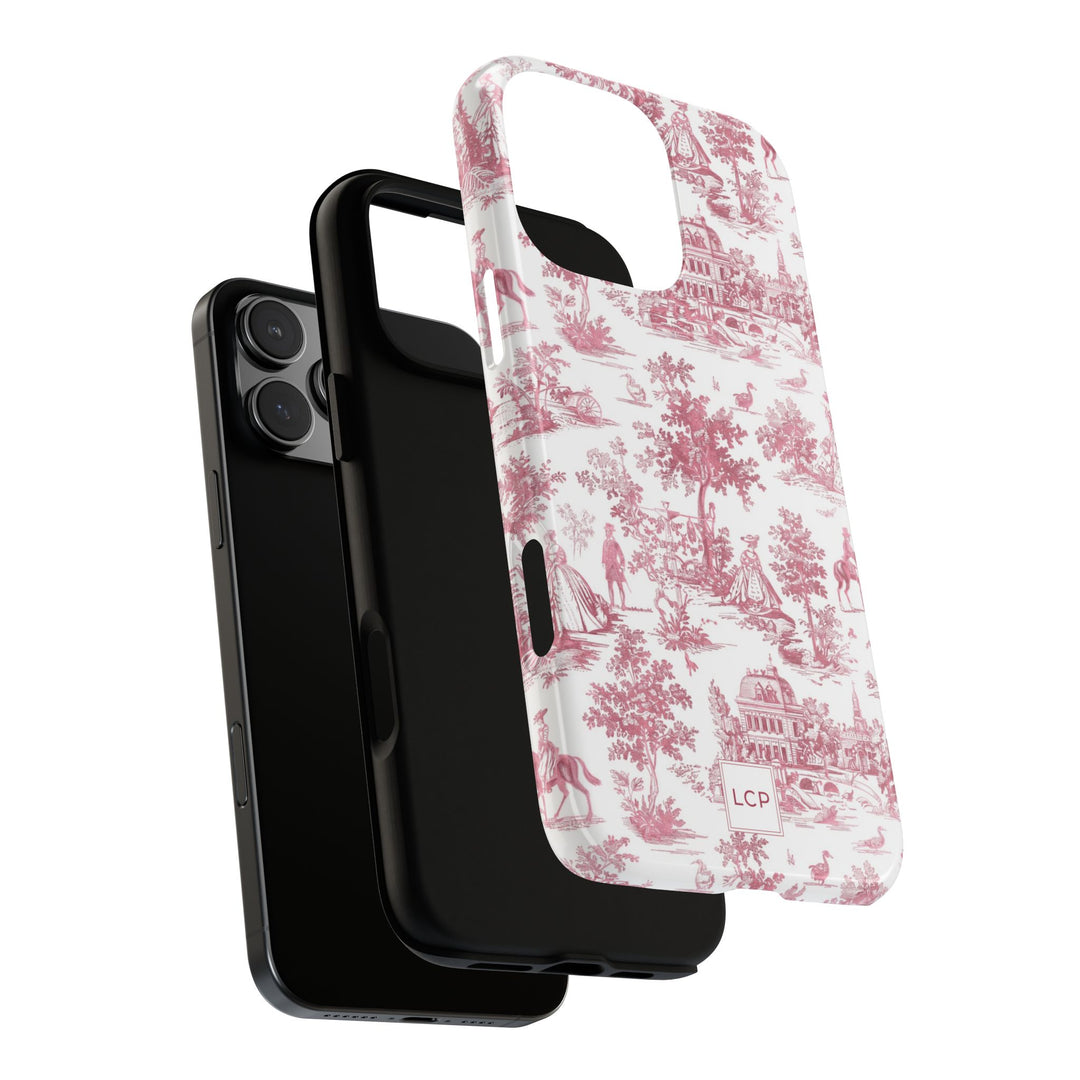 Personalized Custom French Toile Tough Cute Phone Case For Apple iPhone 18, 17, 16, 15 14, Pro Max, Samsung Galaxy S26, S25, S24 Plus Ultra
