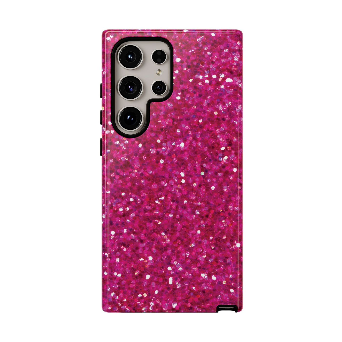 Chic Pink Faux Play on Glitter Effect Cute Phone Case, for IPhone 16 pro Max | Iphone 15, Iphone 14, IPhone 13 Case, 11 8 7, Samsung Galaxy S24, S23, S22, S21, 2 Layer Protection