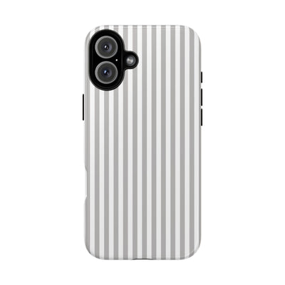 Tough Premium Ash Grey Stripes Phone Case Gift for Her - For Apple iPhone 16 Pro Max 16e iPhone 15 Pro iPhone Iphone 14 Plus 13 Pro 12 SE XR - Studio40ParkLane