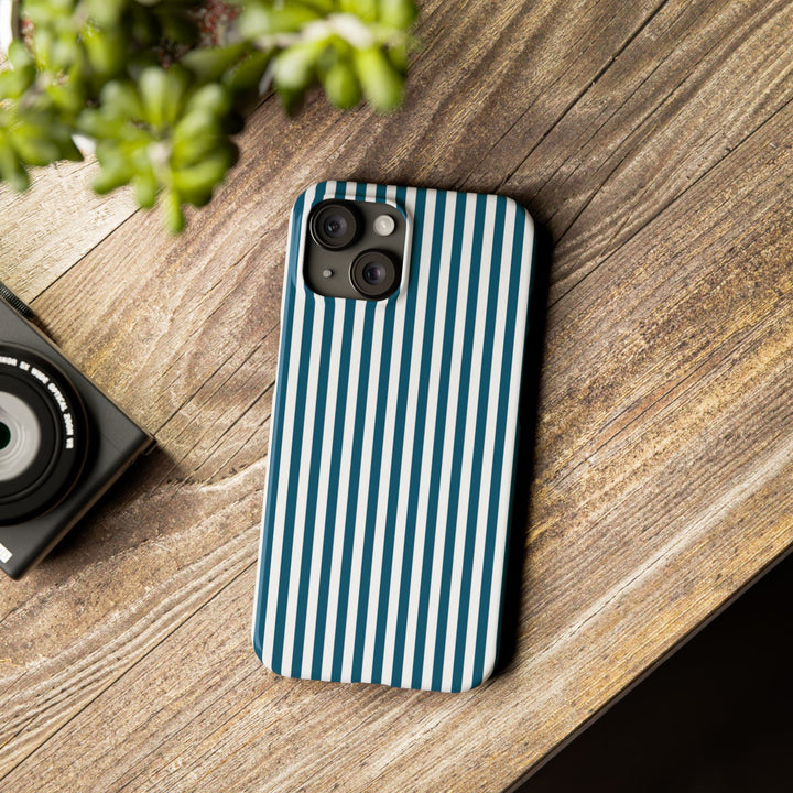 Slim Teal Blue Striped Cute Phone Case for Iphone 16 - | iPhone 15 Pro Max Case | iPhone 14 Case Iphone 13 12 11 10 9 8 7 X XS Gift for Her - Studio40ParkLane