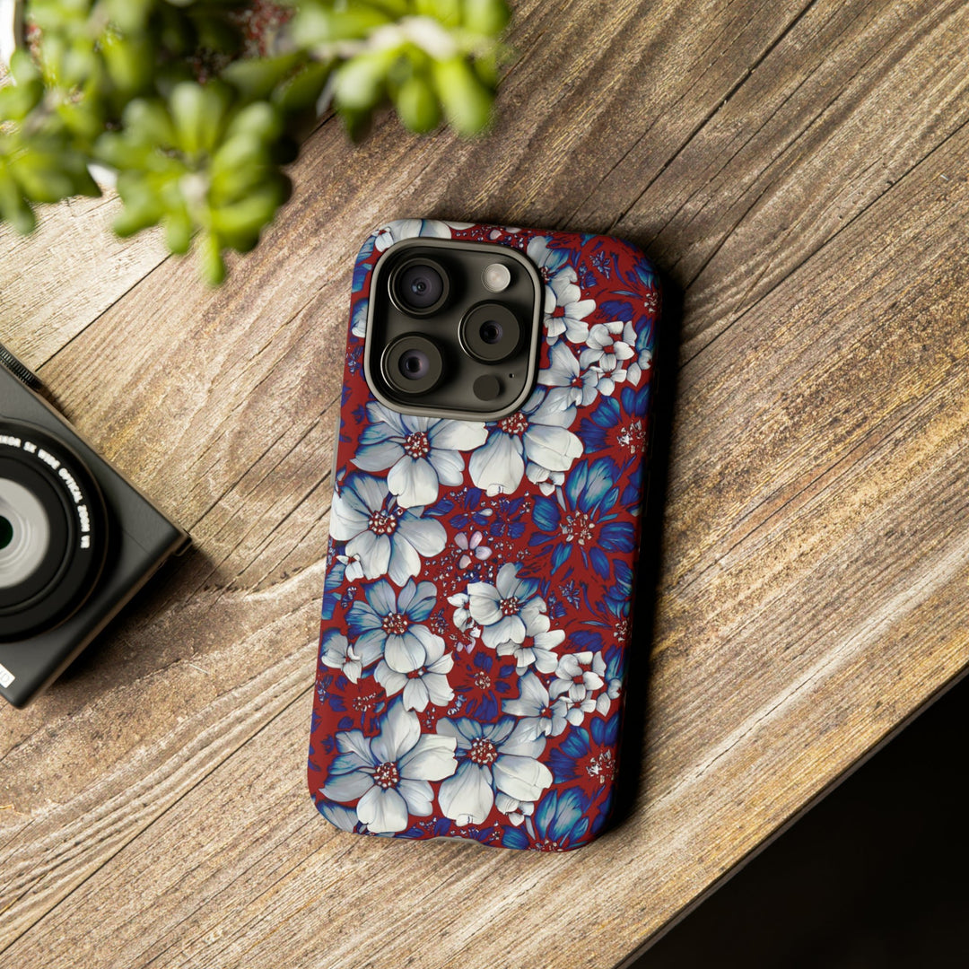 Cute IPhone Case | Red Blue Flowers, iPhone 15 Case | iPhone 15 Pro Case, Iphone 14 Case, Iphone 14 Pro Max Case, Protective Iphone Case - Studio40ParkLane