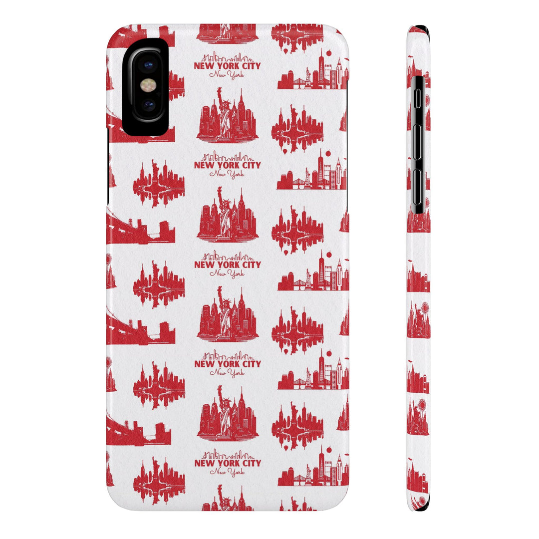 Slim New York Skyline Red Collage Coquette Gift for Her Cute Phone Cases for Iphone 16 Pro Max | iPhone 15 Case | iPhone 15 Pro Max Case, Iphone 14, Iphone 14 Pro Max, Iphone 13 12 11 8 7 - Studio40ParkLane