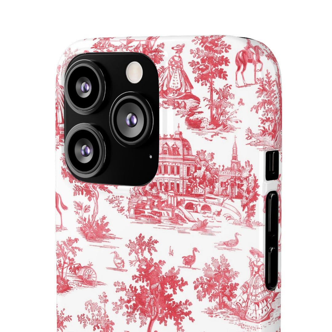 Snap French Toile Personalized Initial Custom Gift for Her Cute Phone Cases for Samsung S24, S23, S22, S21, S20, Plus and Ultra and Iphone, 16, 15, 14, 13, 12, 11. 10 - Studio40ParkLane