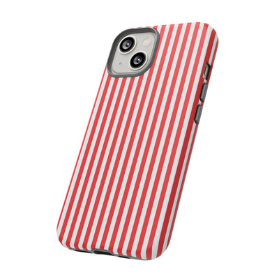 Tough Premium Poppy Red Stripes Phone Case Gift for Her - For Apple iPhone 16 Pro Max 16e iPhone 15 Pro iPhone Iphone 14 Plus 13 Pro 12 SE XR - Studio40ParkLane