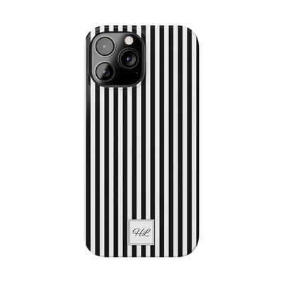 Slim Custom Personalized Black White Striped Phone Case for Iphone 16 - | iPhone 15 Pro Max Case | iPhone 14 Case Iphone 13 12 11 10 9 8 - Studio40ParkLane