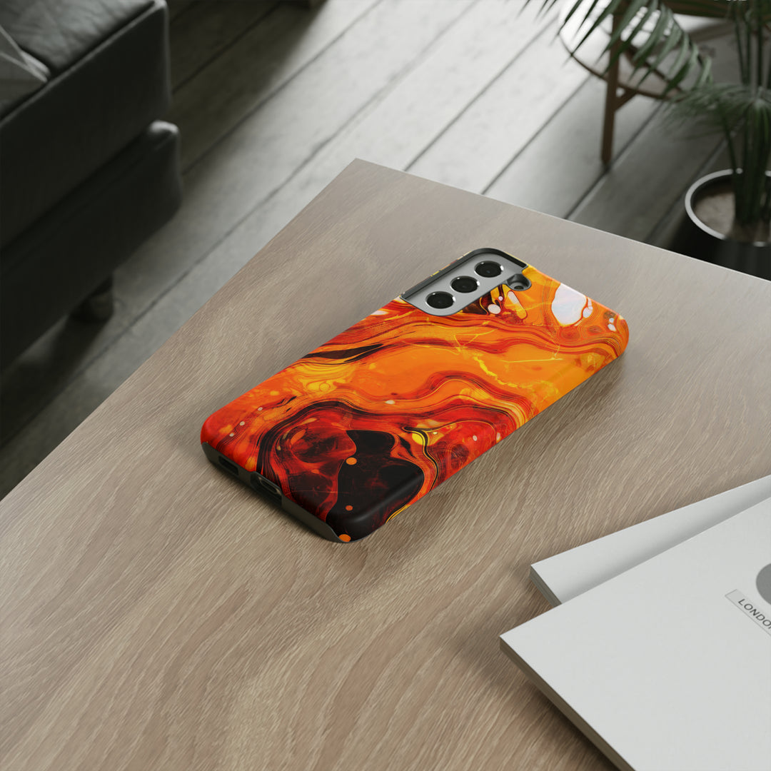 Cute Samsung Phone Cases, Designer Samsung Galaxy S23 Phone Case, Samsung S22 Case, Samsung S21 Case, Samsung S20 Case, Marble Orange Design - Studio40ParkLane