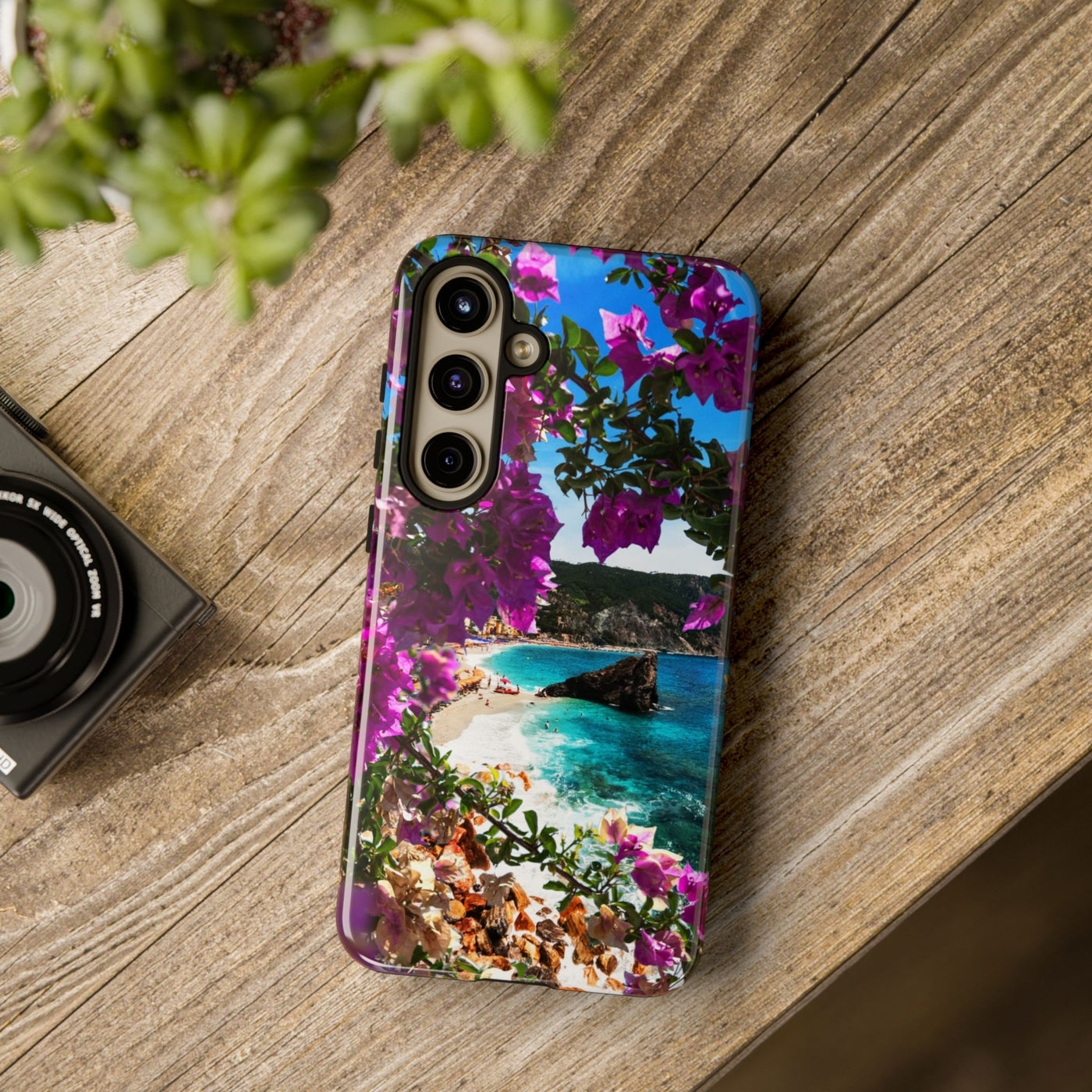 Impact Resistant, Bougainvillea Seaview, Cute Phone Cases for Samsung S24, S23, S22, S21, IPhone 15 pro Iphone 14 pro Iphone 13 IPhone 12 Iphone 11