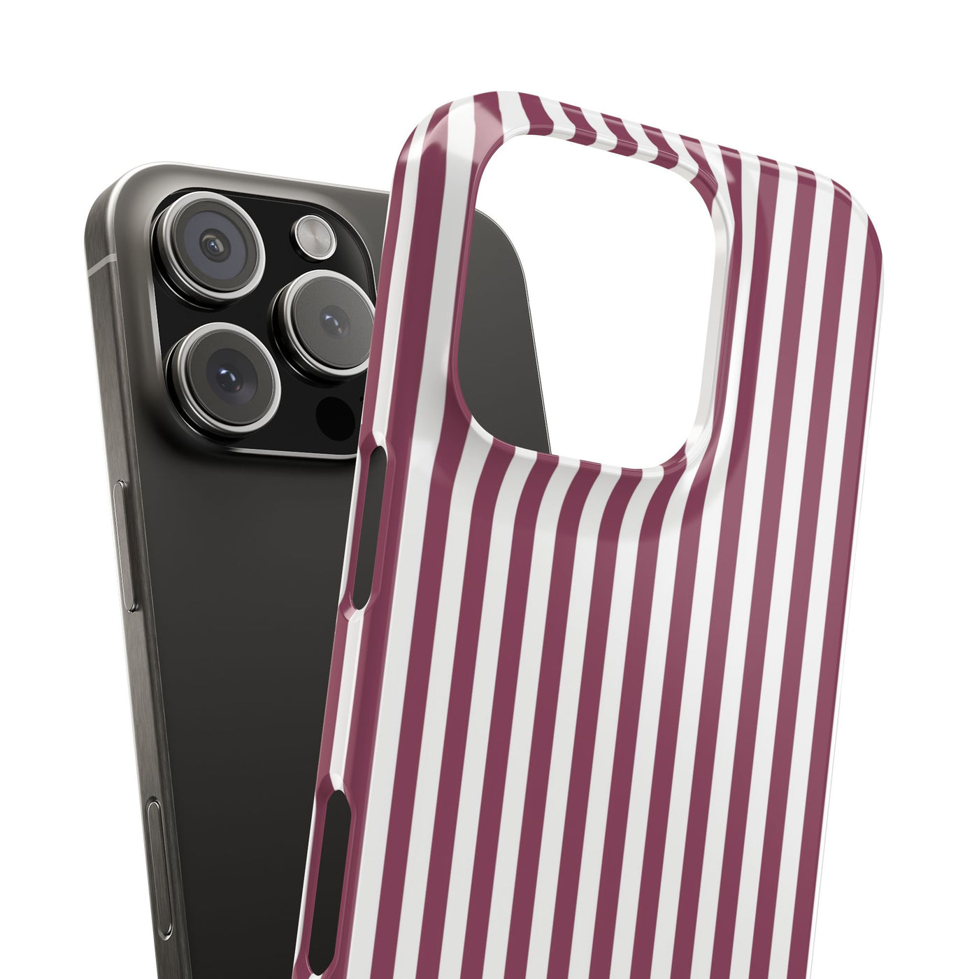 Slim Claret Red Striped Cute Phone Case for Iphone 16 - | iPhone 15 Pro Max Case | iPhone 14 Case Iphone 13 12 11 10 9 8 7 XS X Gift for Her - Studio40ParkLane