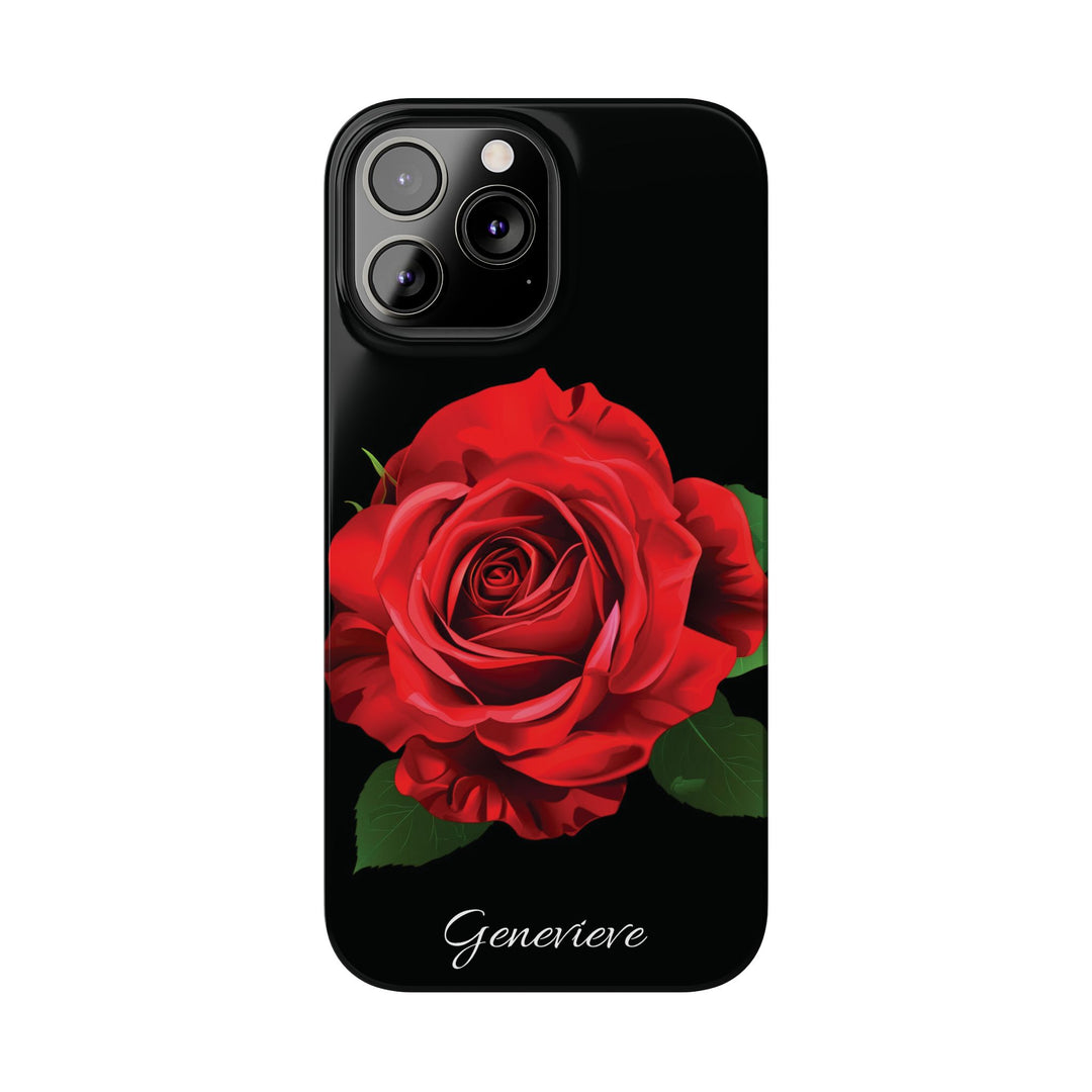 Slim Custom Personalized Red Rose Flowers Gift for Her Cute Phone Cases for Iphone 16 Pro Max | iPhone 15 Case | iPhone 15 Pro Max Case, Iphone 14, Iphone 14 Pro Max, Iphone 13 12 11 8 7 - Studio40ParkLane