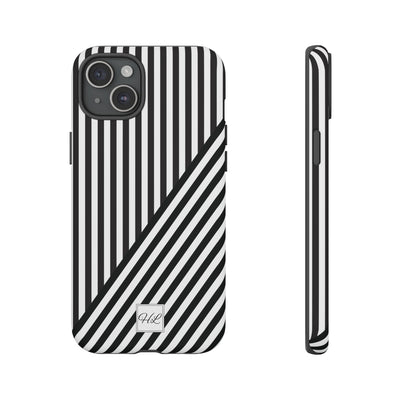 Custom Personalized Aesthetic Stripes Black White Tough Phone Case - For iPhone 17 Pro Max iPhone 16 Pro iPhone 15 Iphone 14 Plus 13 12 11 - Studio40ParkLane