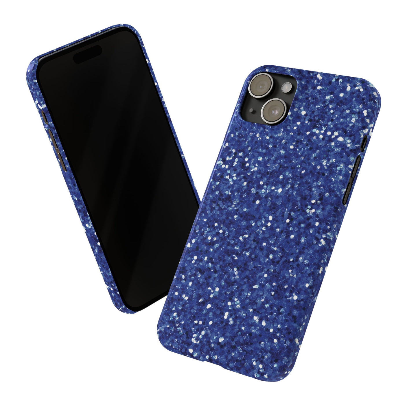 Slim Blue Muted Faux Play on Glitter Effect Cute Phone Cases for Iphone 16 Pro Max | iPhone 15 Case | iPhone 15 Pro Max Case, Iphone 14, Iphone 14 Pro Max, Iphone 13 12 11 8 7