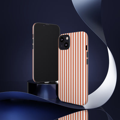 Tough Premium Peach Stripes Phone Case Gift for Her - For Apple iPhone 16 Pro Max 16e iPhone 15 Pro iPhone Iphone 14 Plus 13 Pro 12 SE XR - Studio40ParkLane