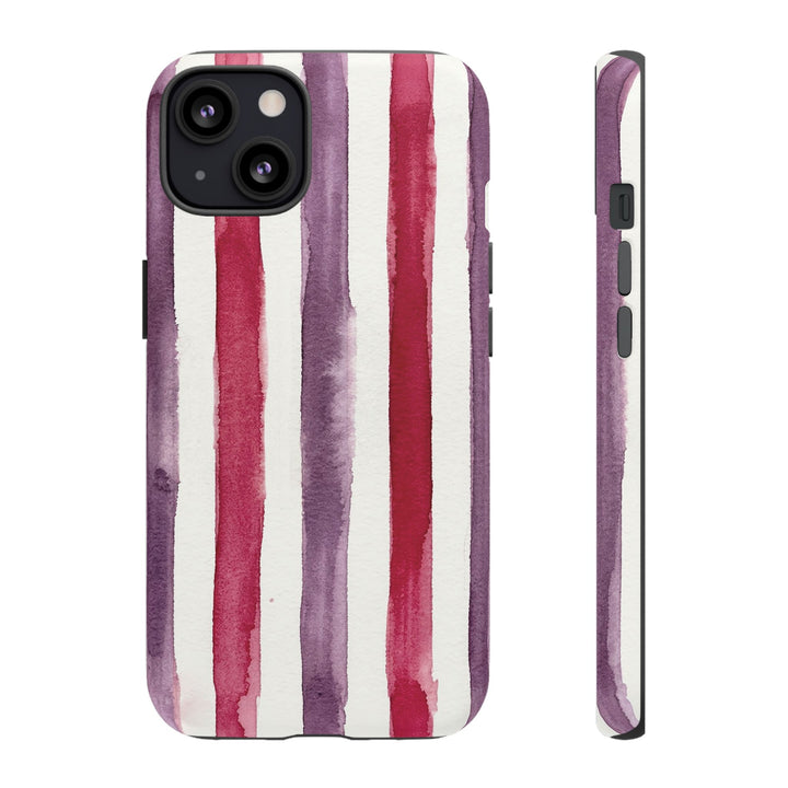 Tough Cute Wine Red Purple Stripes Phone Case, for IPhone 17 Pro Max | Iphone 17 Air, Iphone 16, IPhone 15, 14 13 12, Samsung Galaxy S26, S25, S24, S23 - Studio40ParkLane