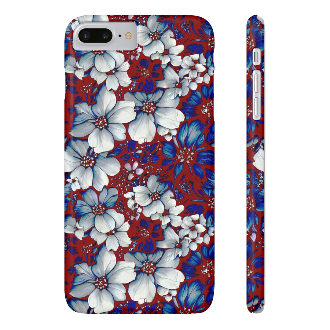 Slim Cute Phone Cases for Iphone - | iPhone 15 Case | iPhone 15 Pro Max Case, Iphone 14 Case, Iphone 14 Pro Max, Iphone 13, Red Blue Flowers - Studio40ParkLane